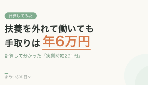 【実話】扶養を外れても手取りは年6万円だった。計算して分かった「実質時給291円」